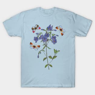 Botanical illustration a plant and a butterfly T-Shirt